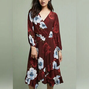 Plenty By Tracy Reese Aleah Dark Floral Dress Anthropologie Burgundy Small